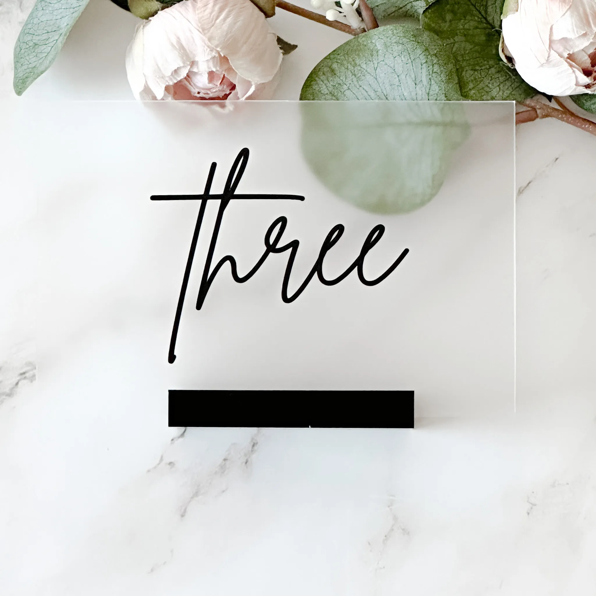 Acrylic Table Numbers (London) - Frosted/Black 