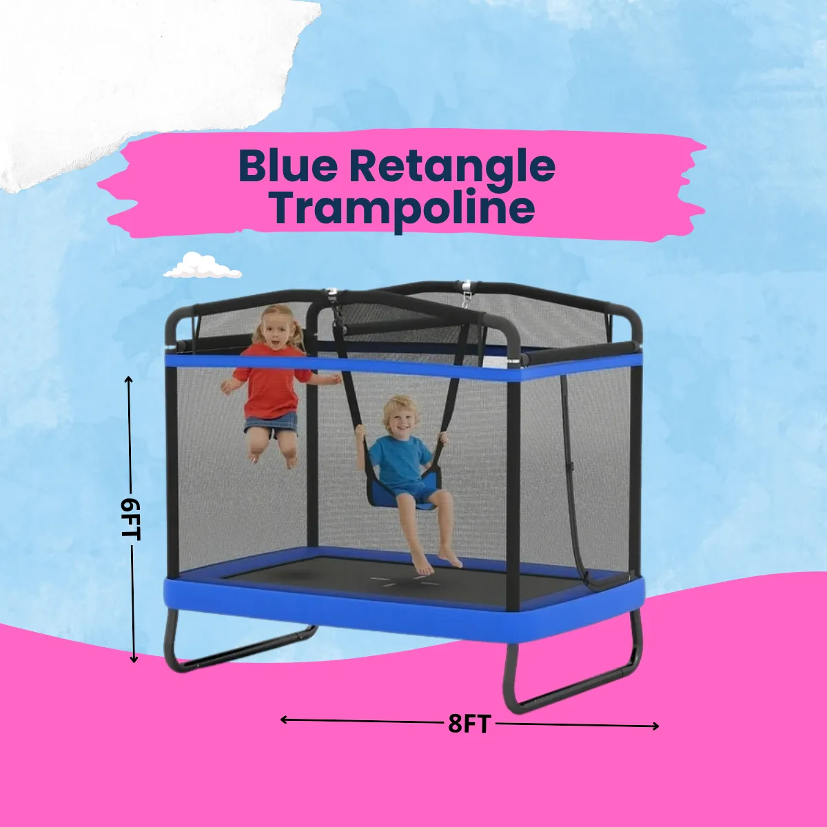 BLUE RECTANGLE TRAMPOLINE - 24 hours rental