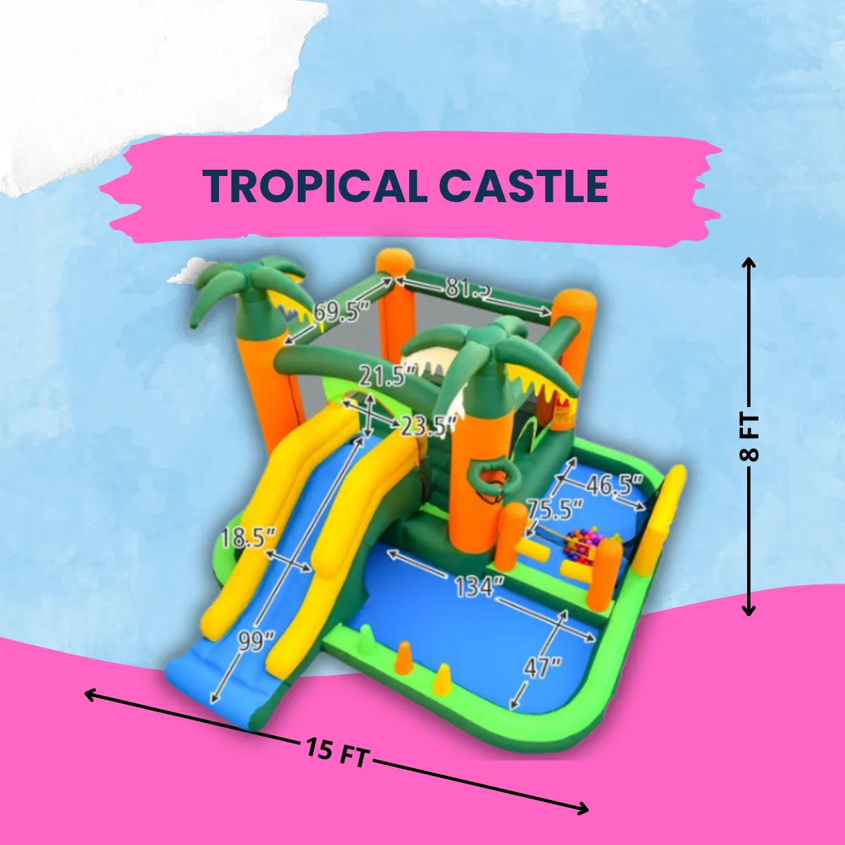 TROPICAL CASTLE - 24h Bounce House Rental