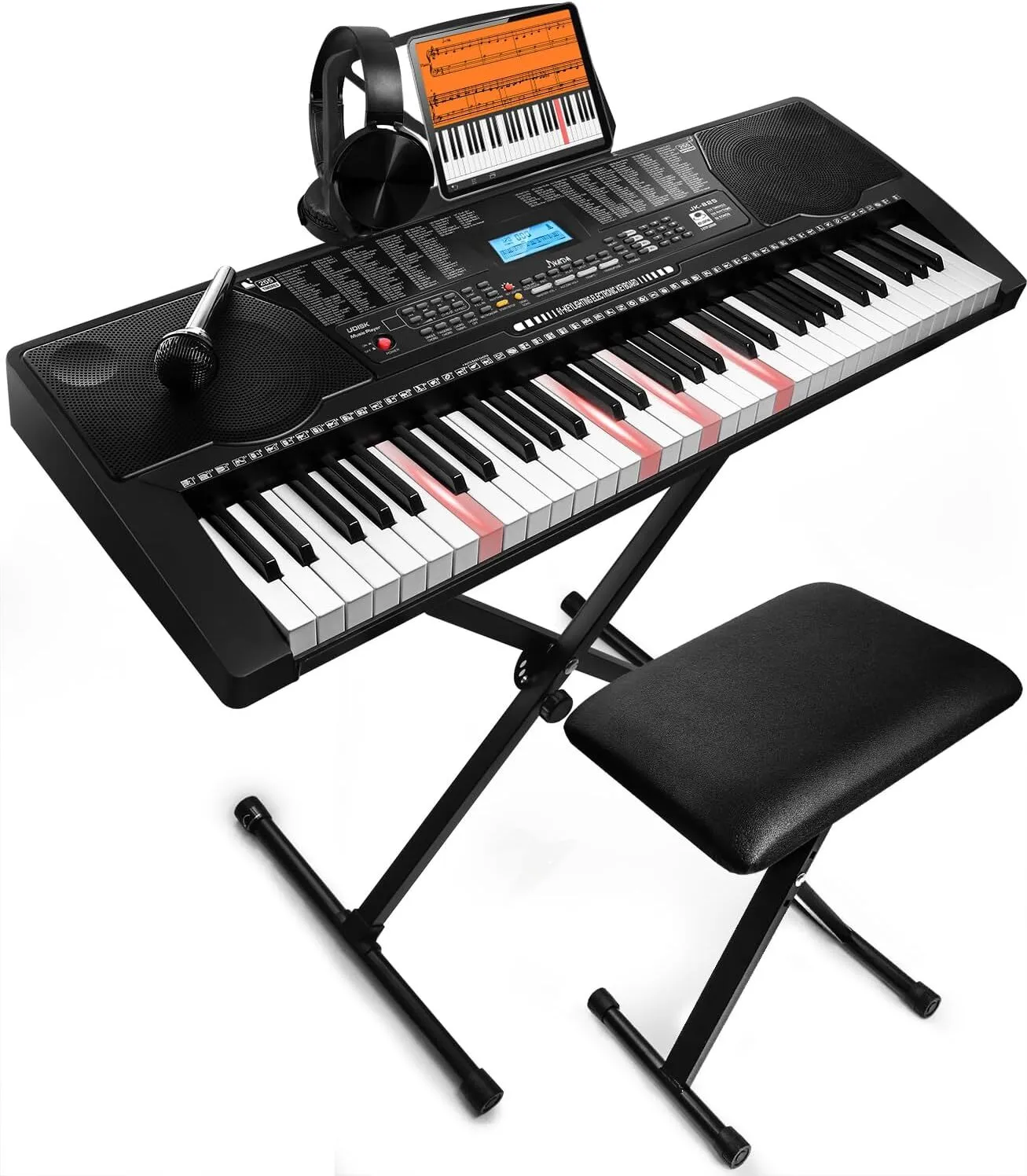 61-Key Portable Electronic Keyboard w/ Stand & Stool