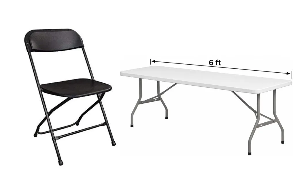 20 Person Seating - 6 ft. Long Table/Black