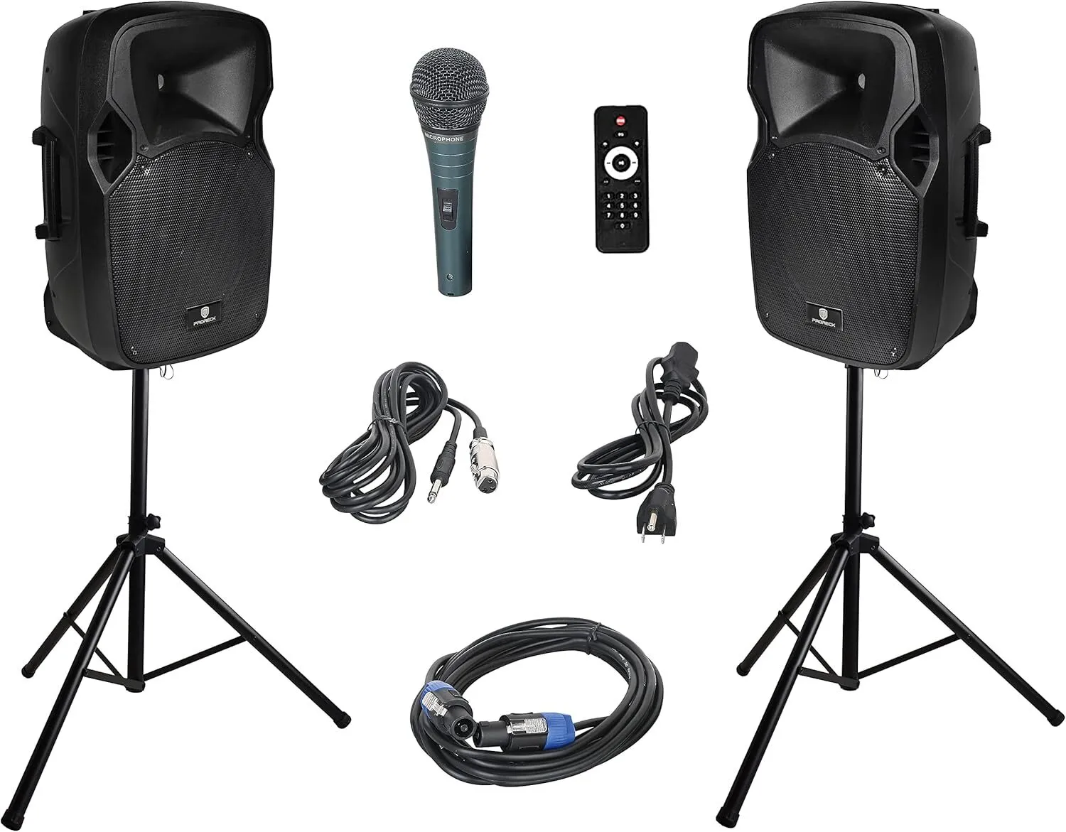 PRORECK Party 12 12" 1000W 2-Way Powered PA Speaker System with Bluetooth & Remote