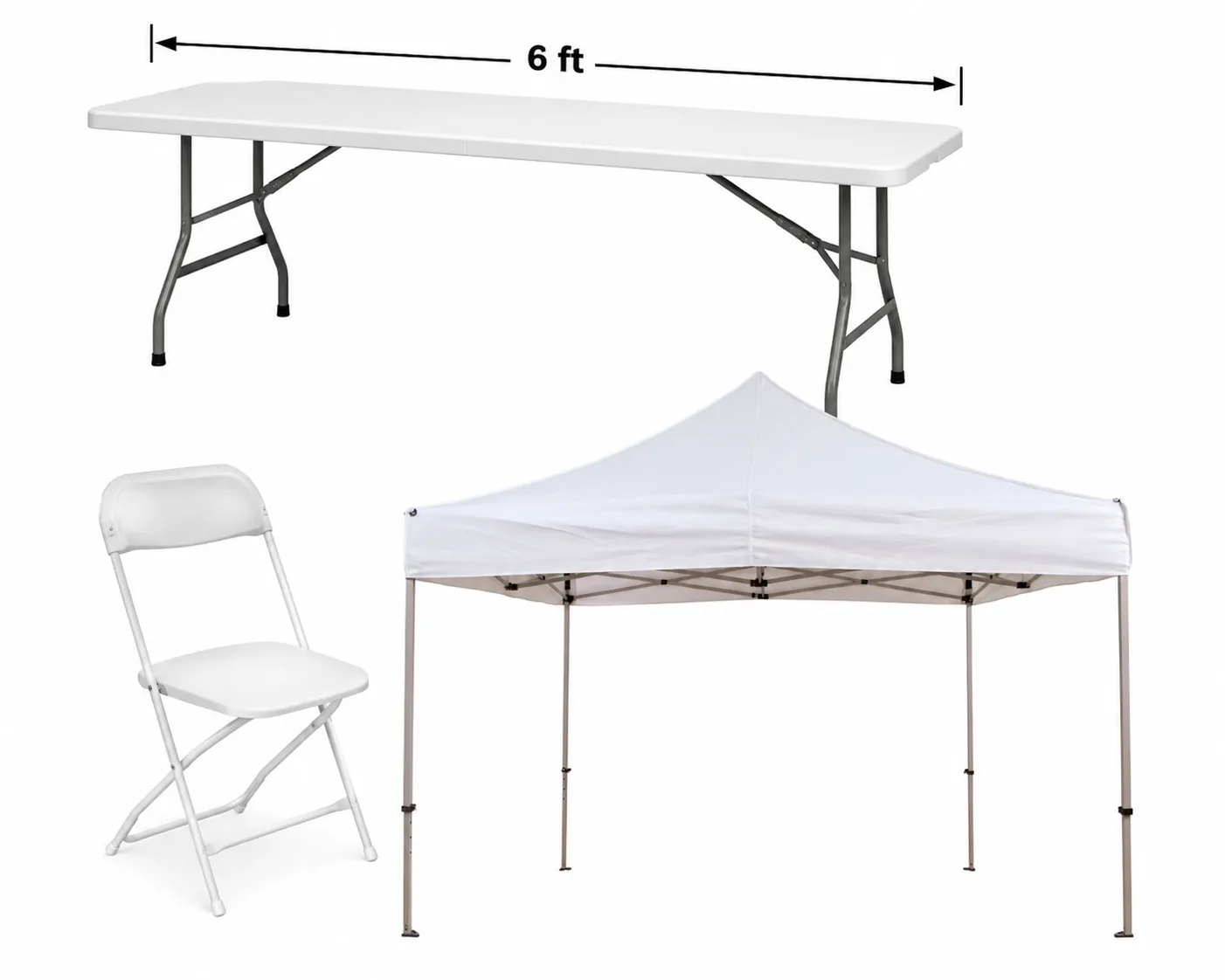 30 Person Seating - 6 ft. Long Table/White + Tent