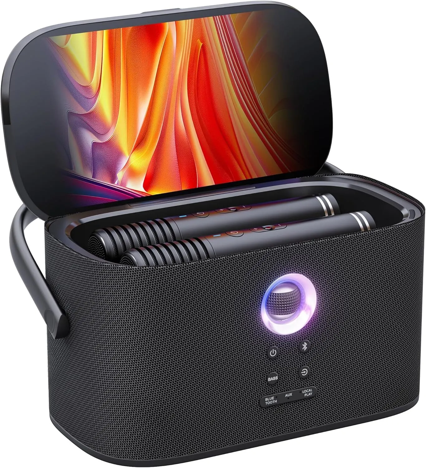 Portable Karaoke Machine Speaker w/ 2 Wireless Mics & Screen