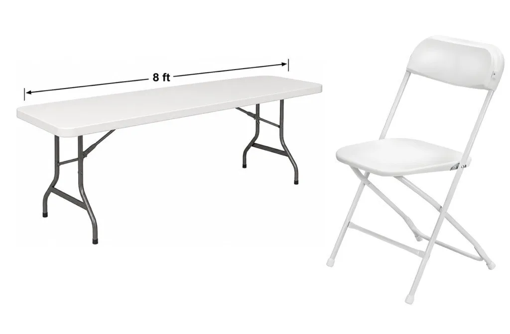50 Person Seating - 8 ft. Long Table/White
