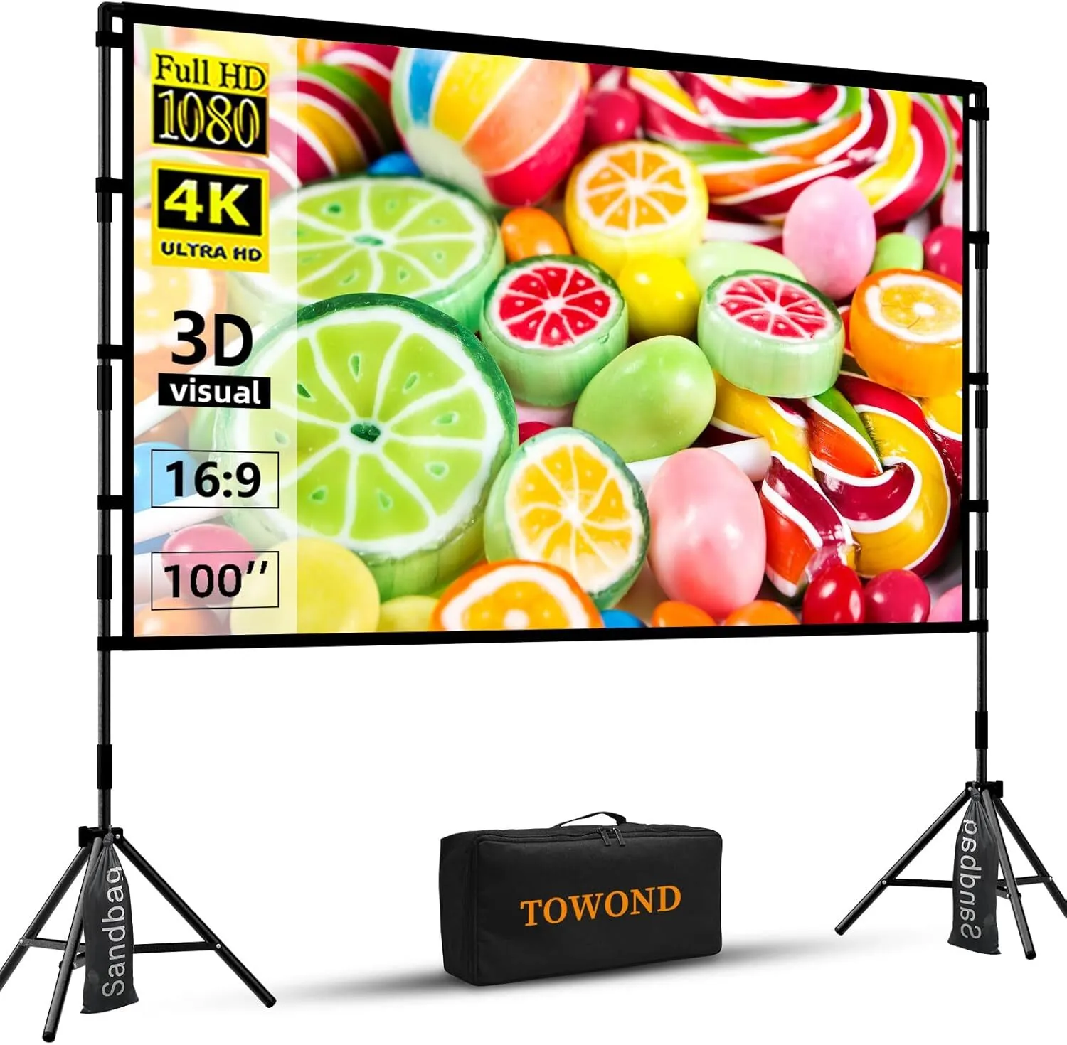 Projector Screen w/ Stand 100"