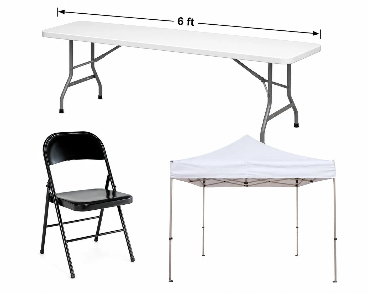 20 Person Seating - 6 ft. Long Table/Black + Tent