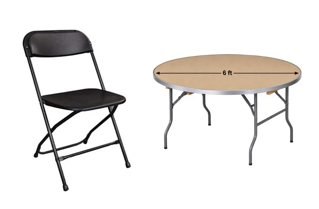 20 Person Seating - 6 ft. Round Table/Black