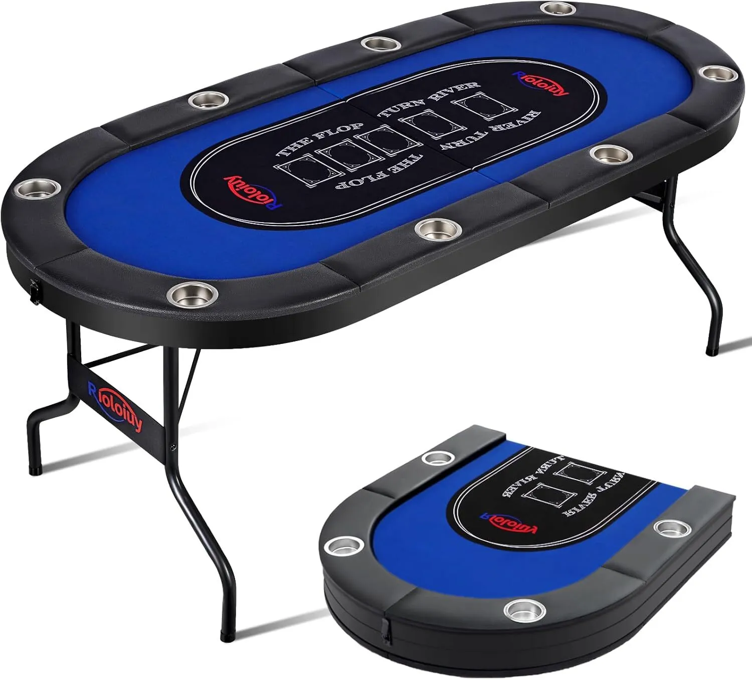Foldable Poker Table w/ Padded Rails & Cup Holders 8-Player