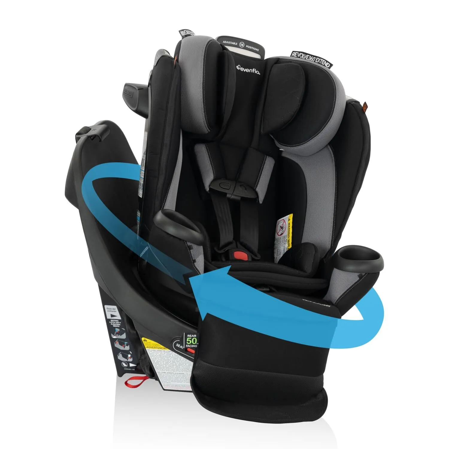 Convertible car seat with 360 degree rotation