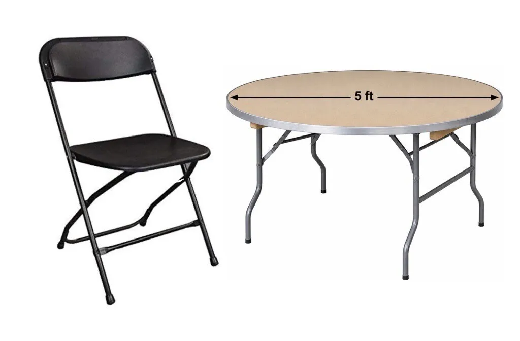 20 Person Seating - 5 ft. Round Table/Black