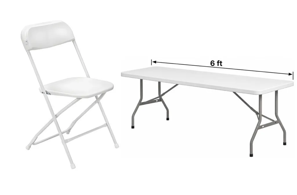 50 Person Seating - 6 ft. Long Table/White