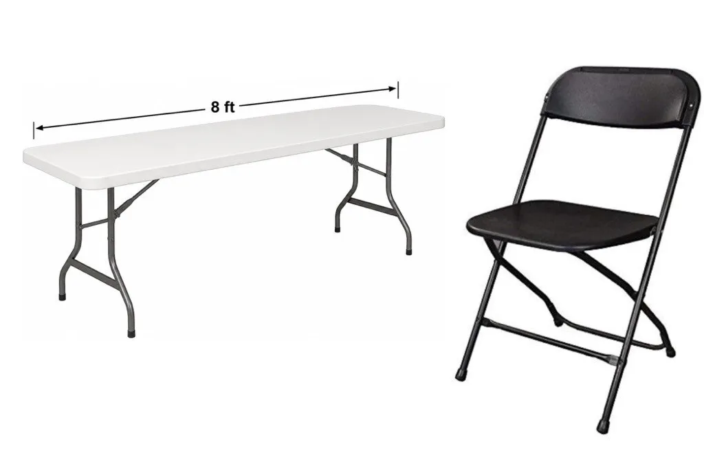 10 Person Seating - 8 ft. Long Table/Black