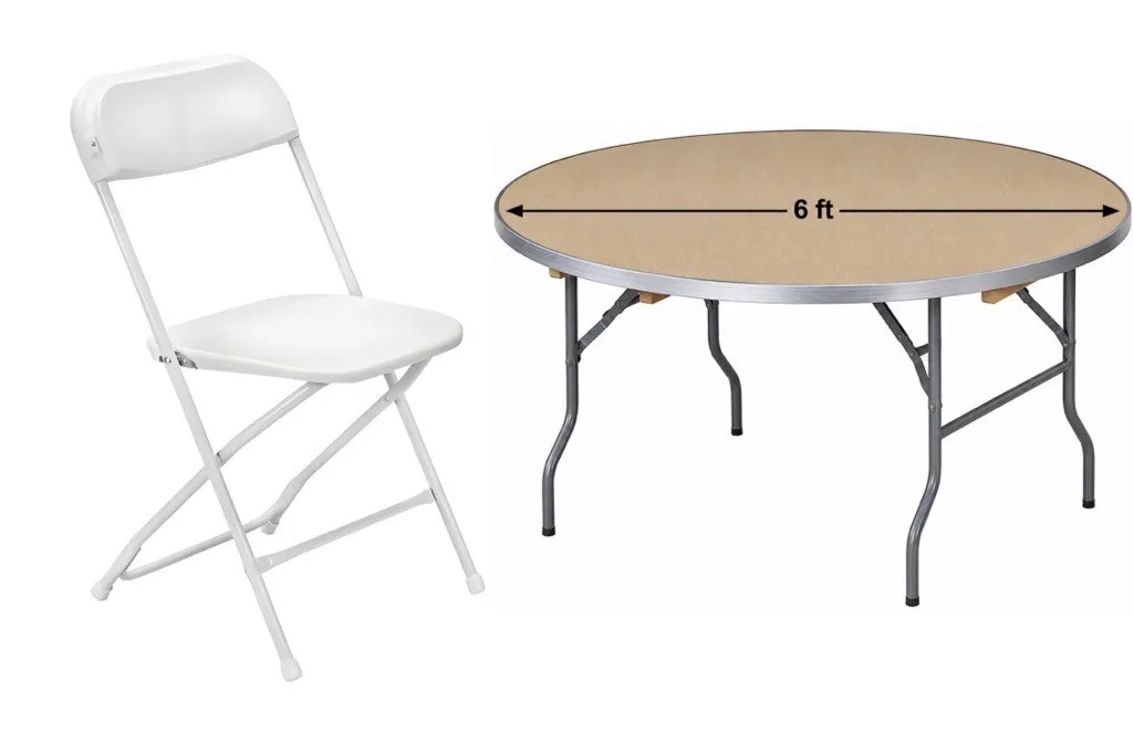 20 Person Seating - 6 ft. Round Table/White