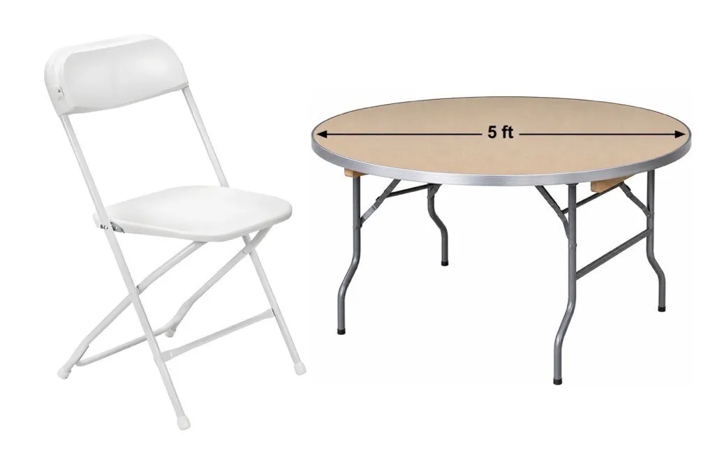 20 Person Seating - 5 ft. Round Table/White