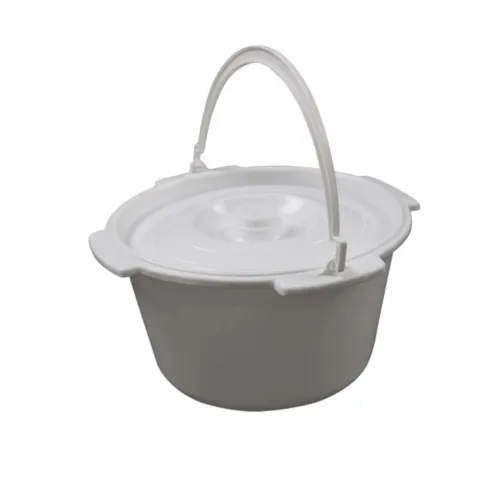 Commode pan with lid and handle