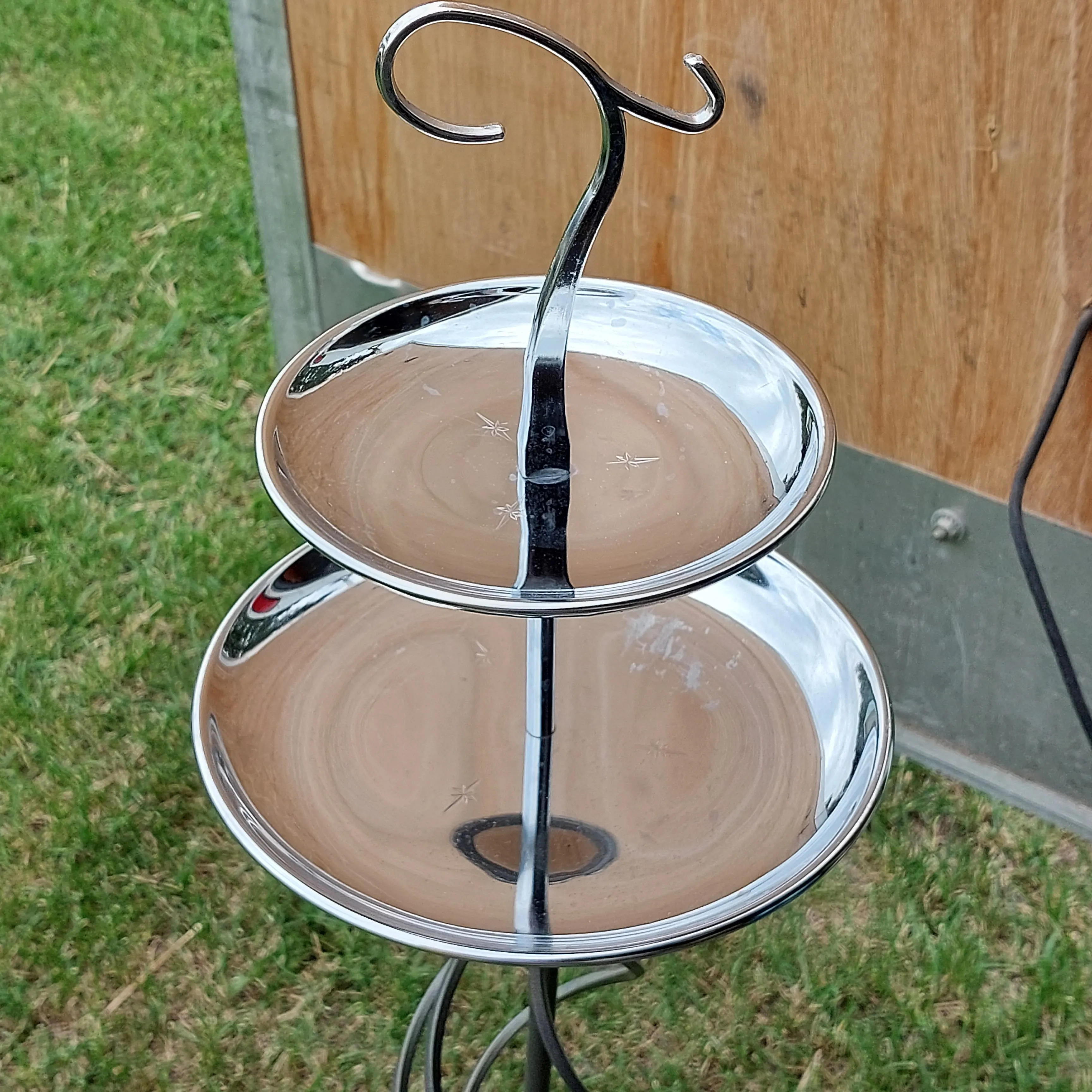 Vintage Kromex Single and Tiered Treat Tray with handle