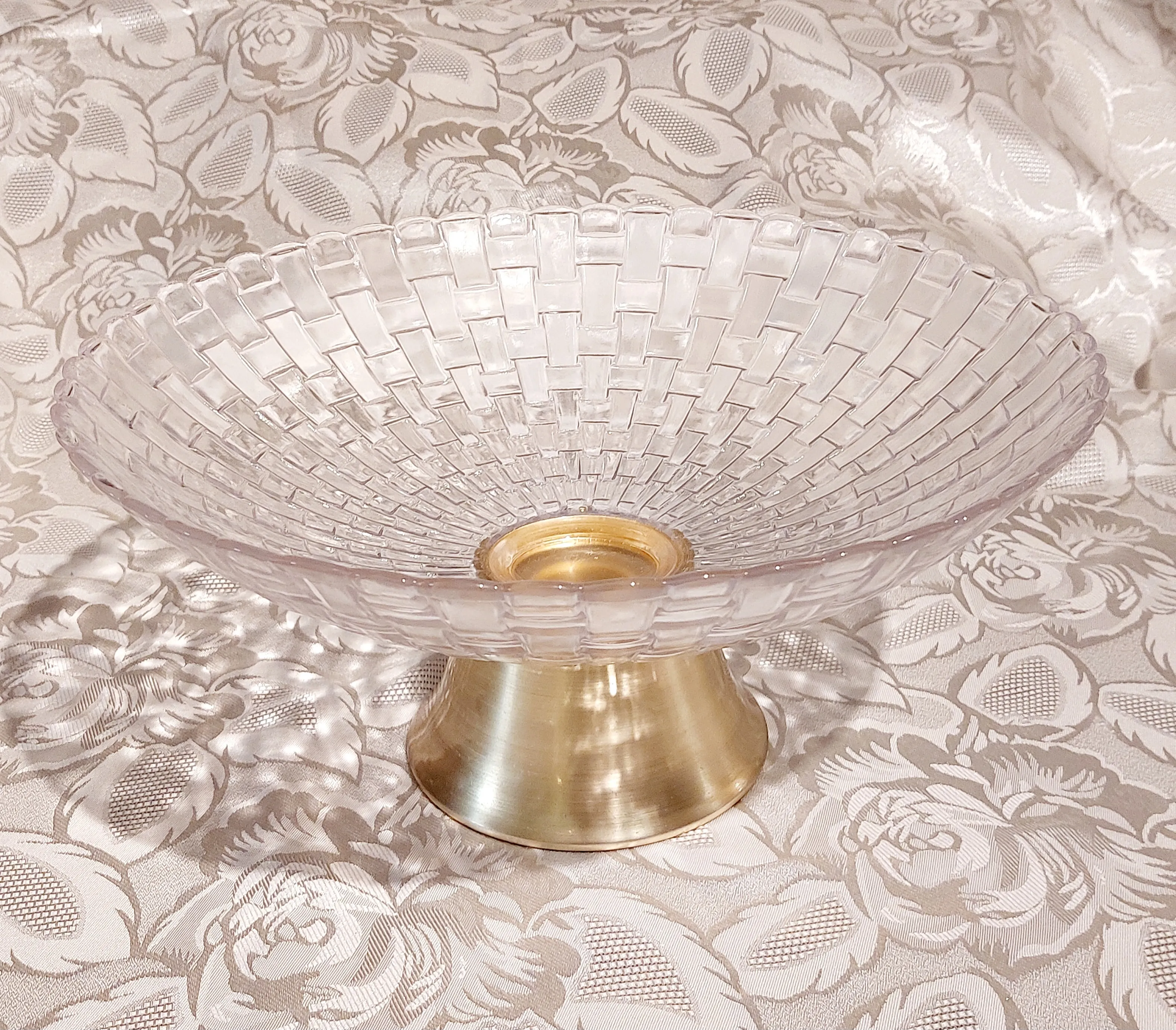 Crystal Serving Bowl - Basketweave Design