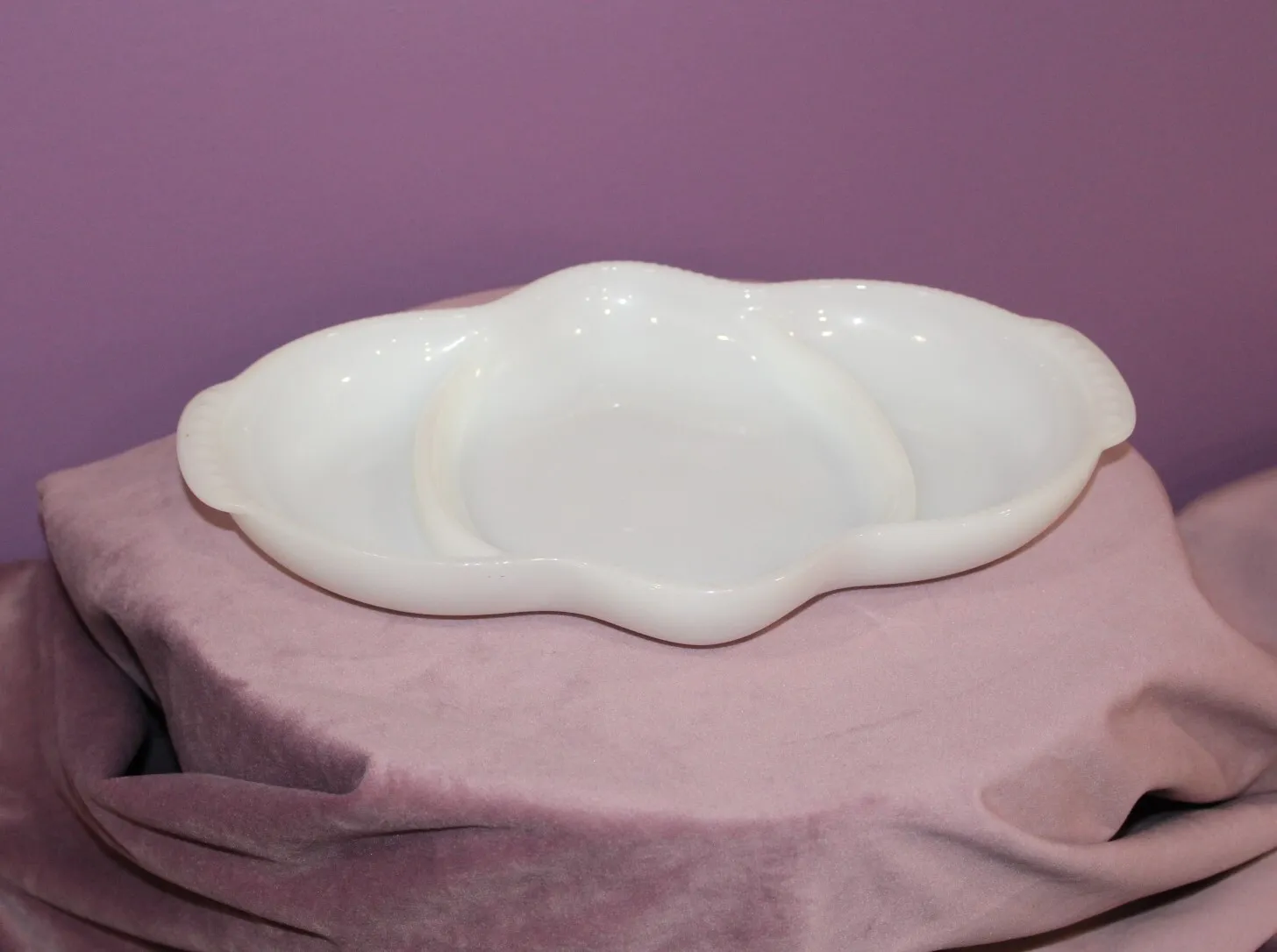 Vintage Milk Glass Divided Dish
