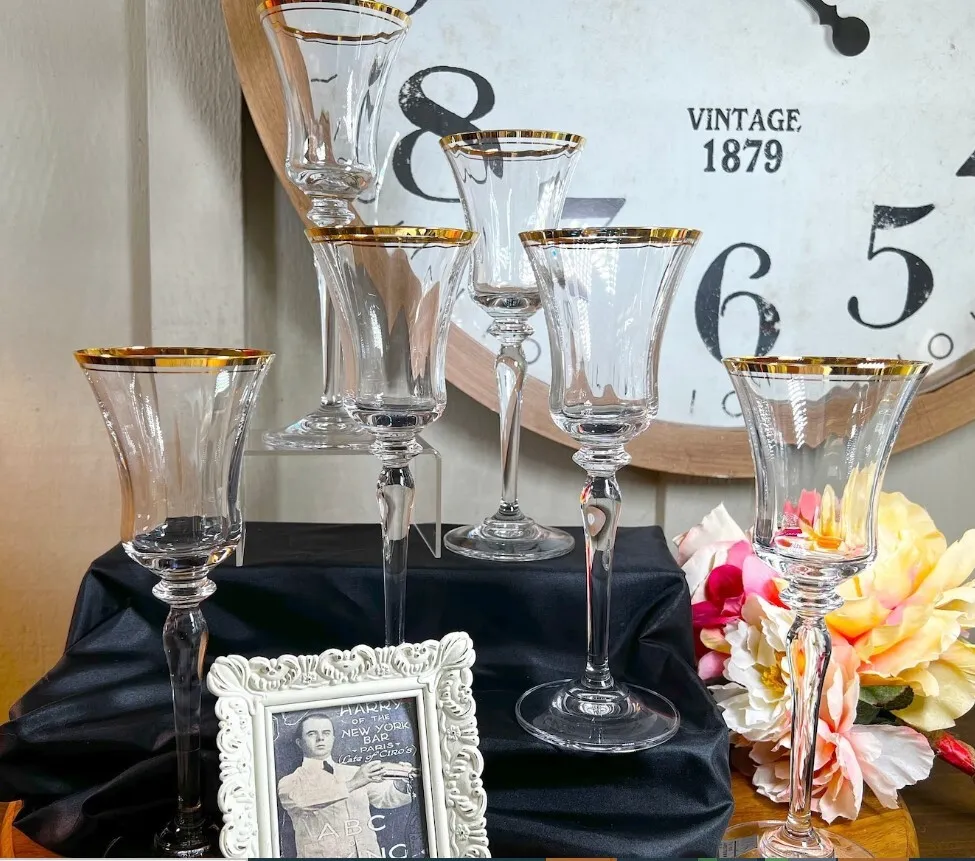 Mikasa Crystal Wine Goblet with Gold Rim