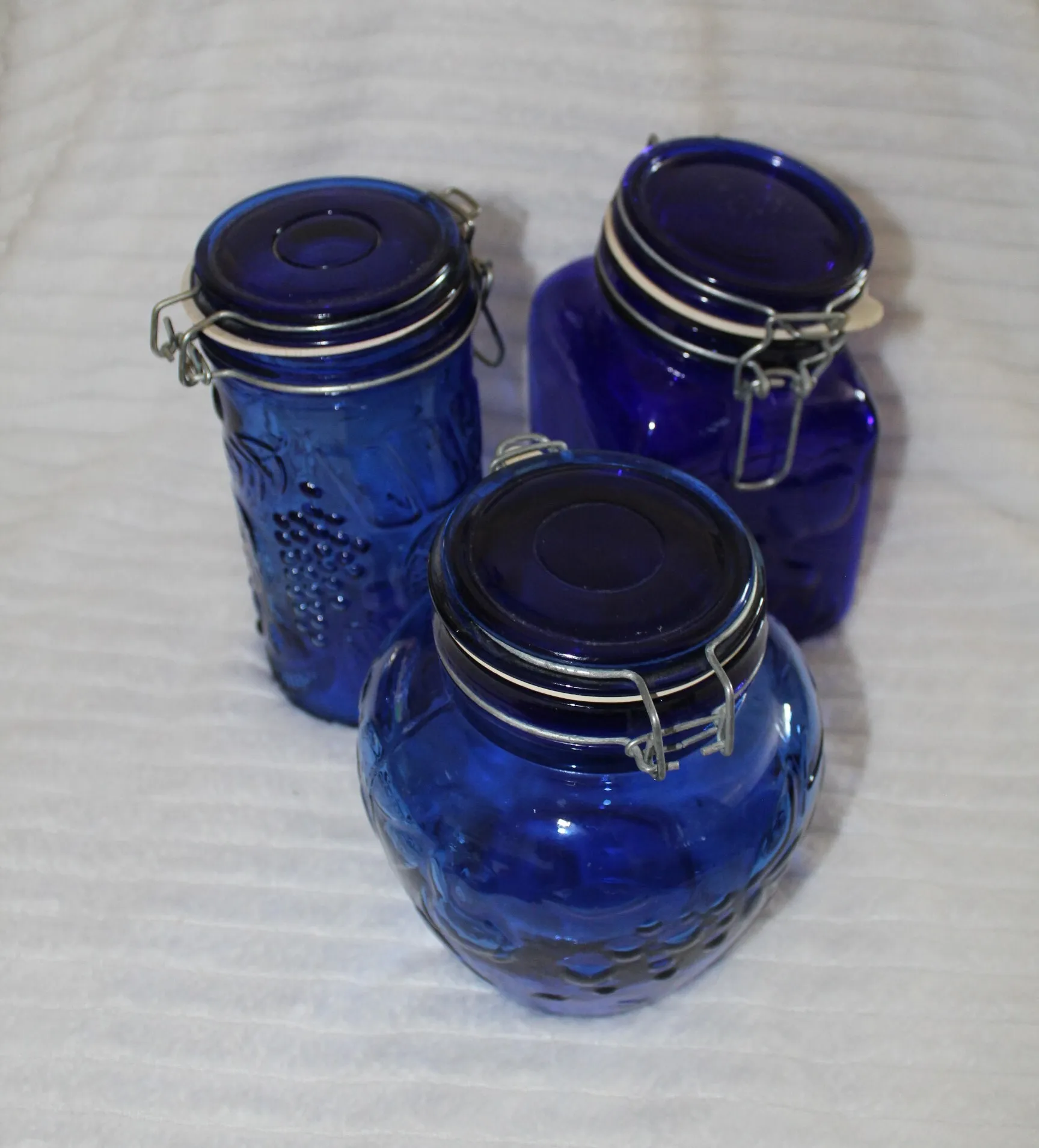 Vintage Cobalt Blue Glass Canisters