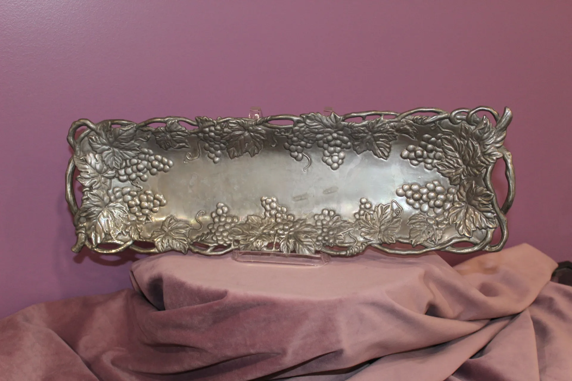Vintage Arthur Court Grape Leaf Vine Oblong Serving Tray