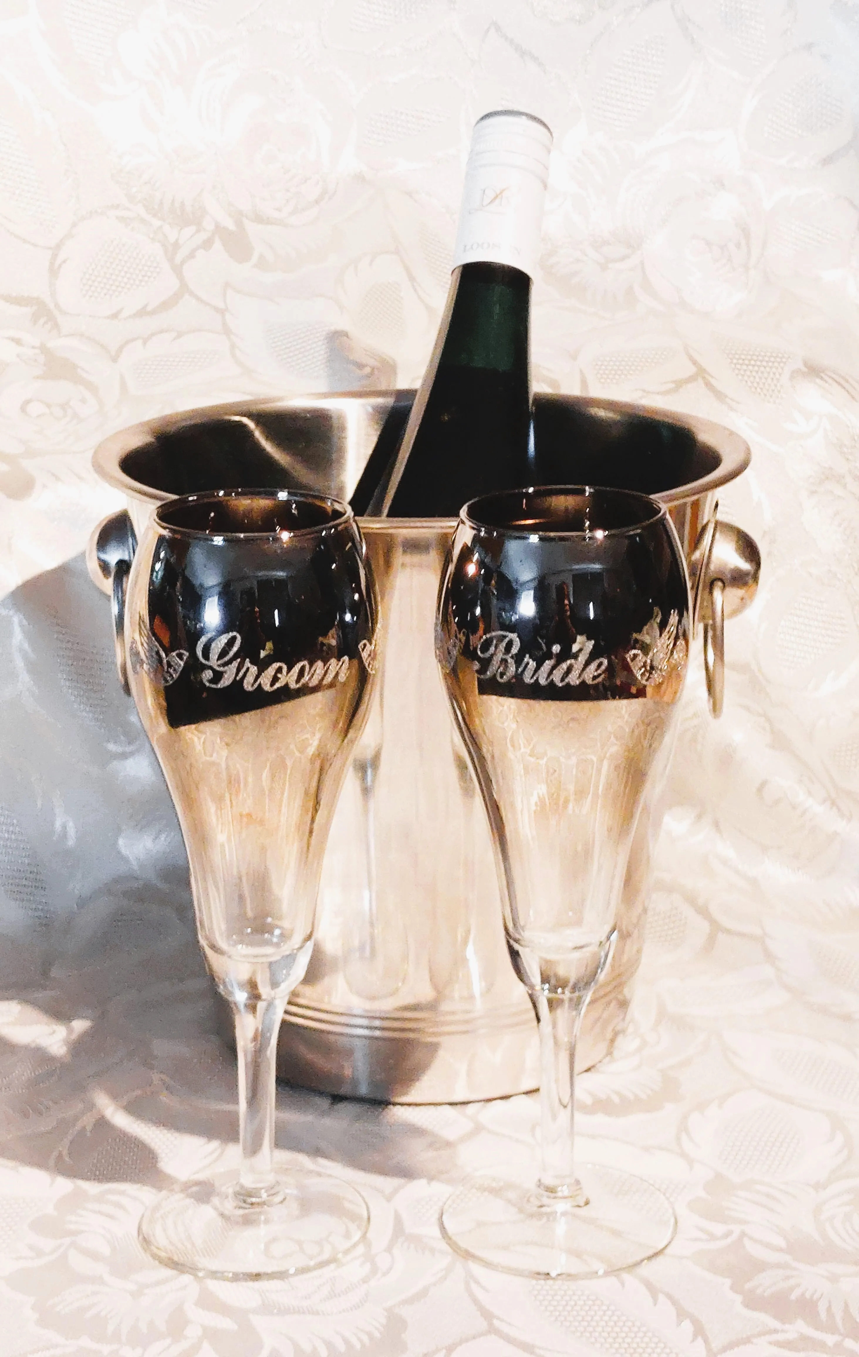 Silver Bridal Party Champagne Glasses