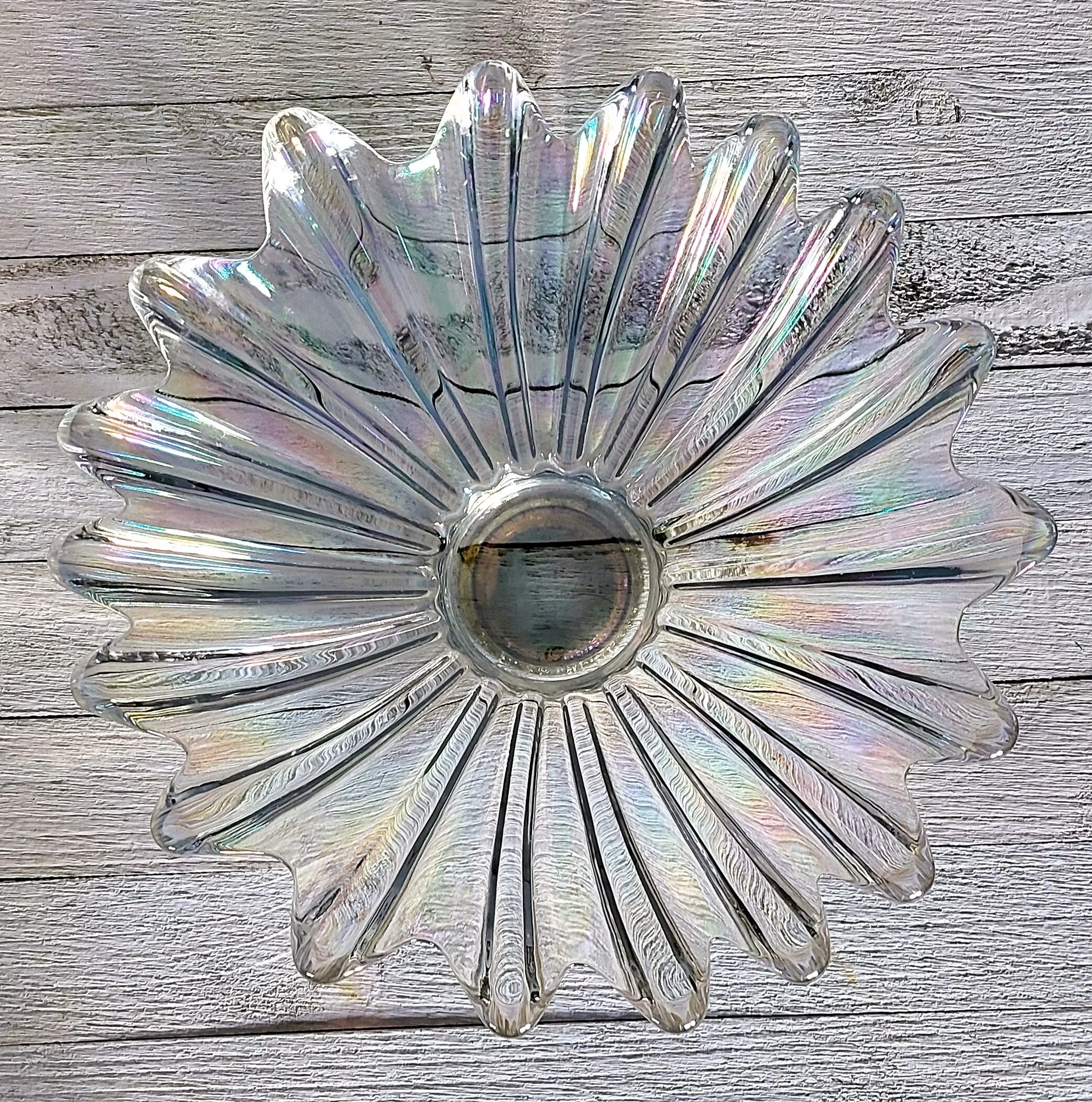 Iridescent Clear Glass Bowl - Federal Glass Co.
