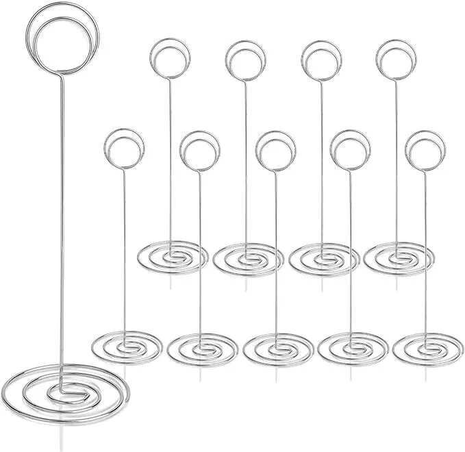 Set (10) Silver Table Number Holders - 8.75"