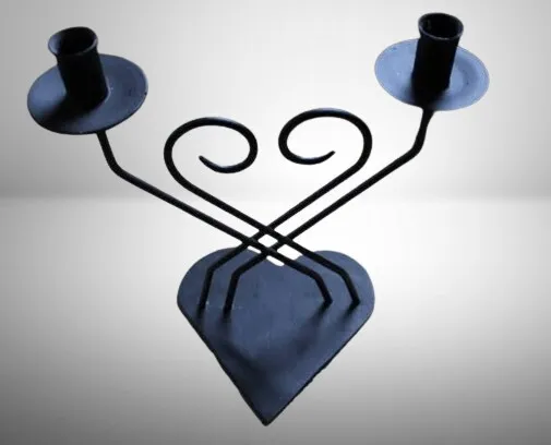 Black Candelabra with Heart Shaped Base