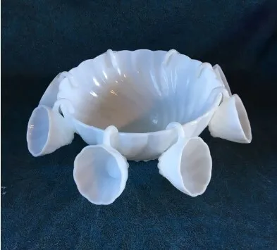Milk Glass Punch Bowl - Hazel Atlas pattern
