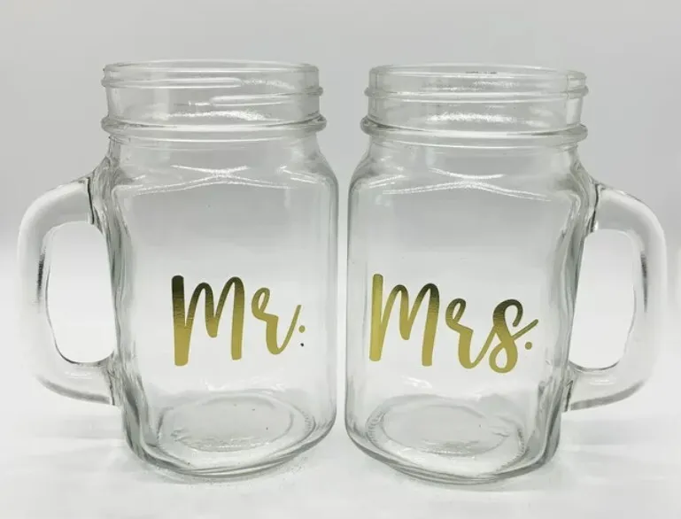 Mr & Mrs Mason Jar Mugs