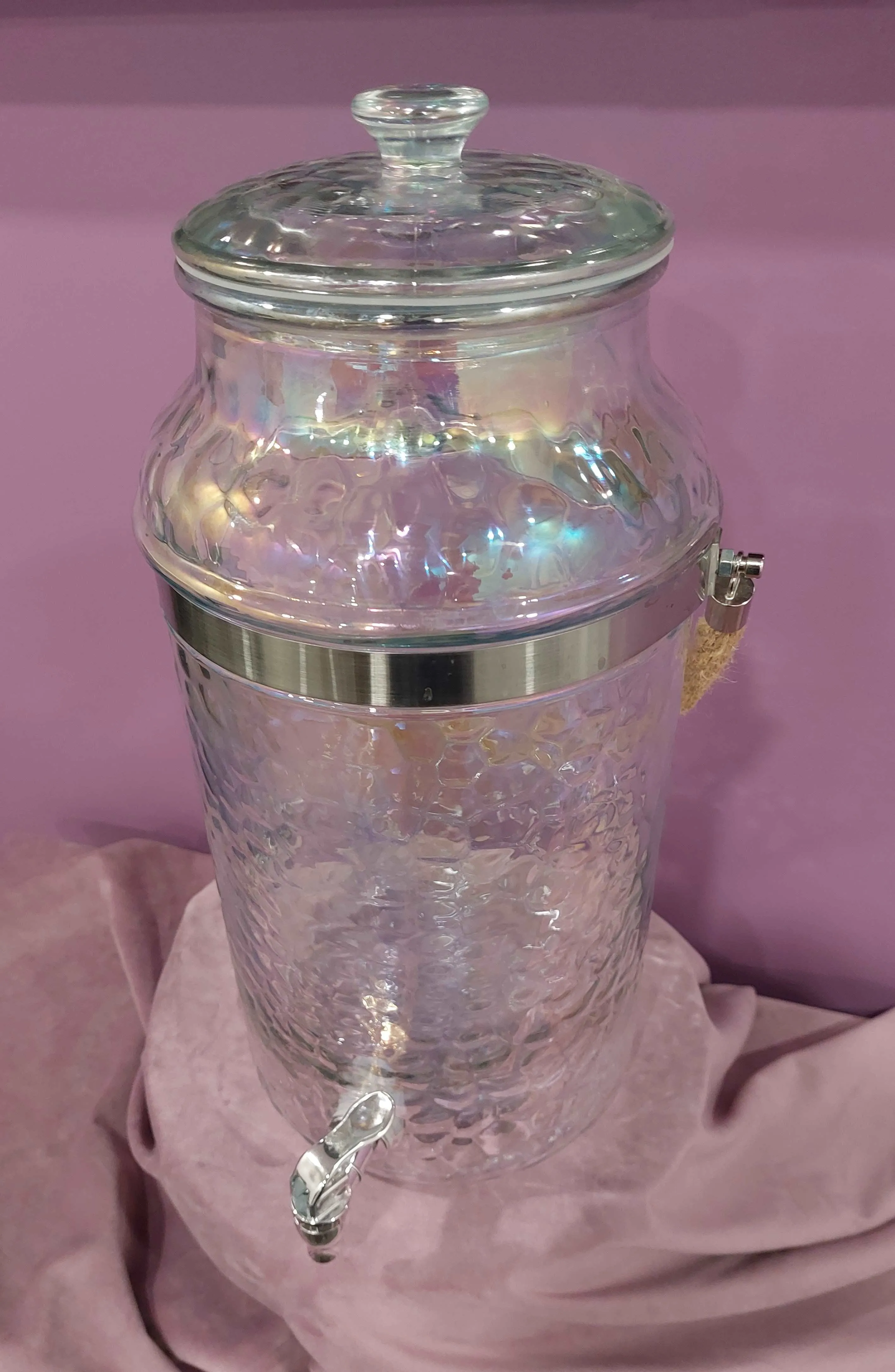 Iridescent Glass Beverage Dispenser - 9.5L, 2.5Gal
