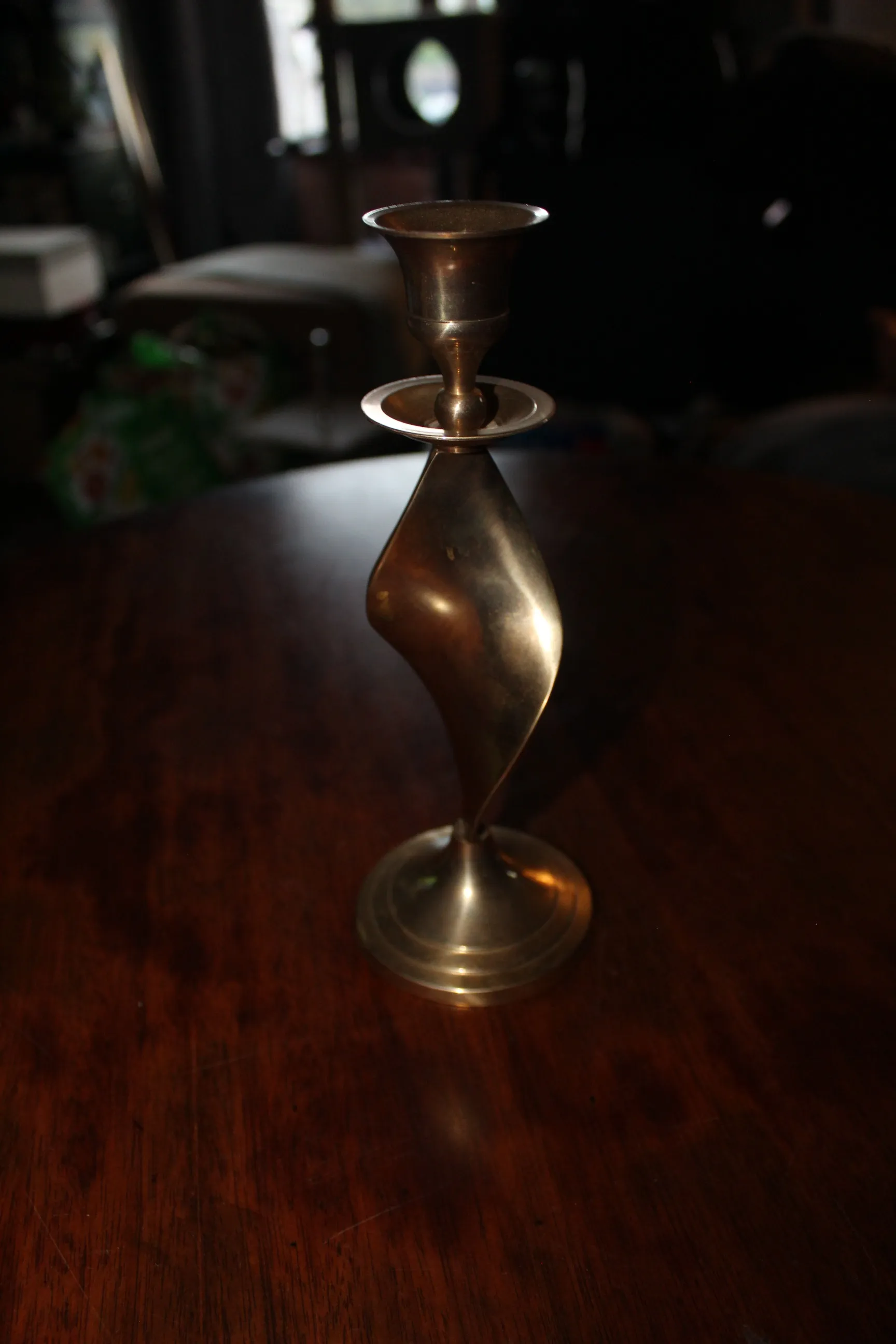 Brass Candlestick Holder - Swirl