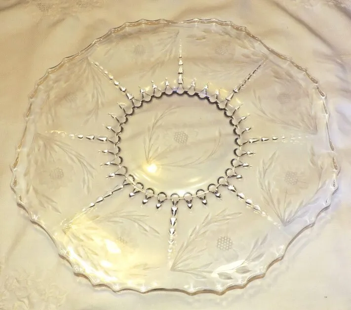 WJ Hughes Cornflower Radiance Glass Vintage Platter