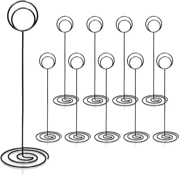 Set (10) Black Wire Table Number Holders - 8.75"
