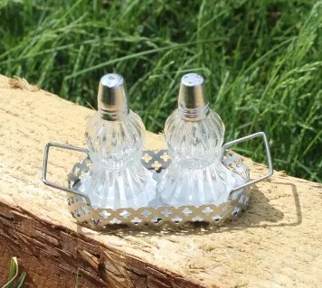Vintage Salt and Pepper Shakers in Basket