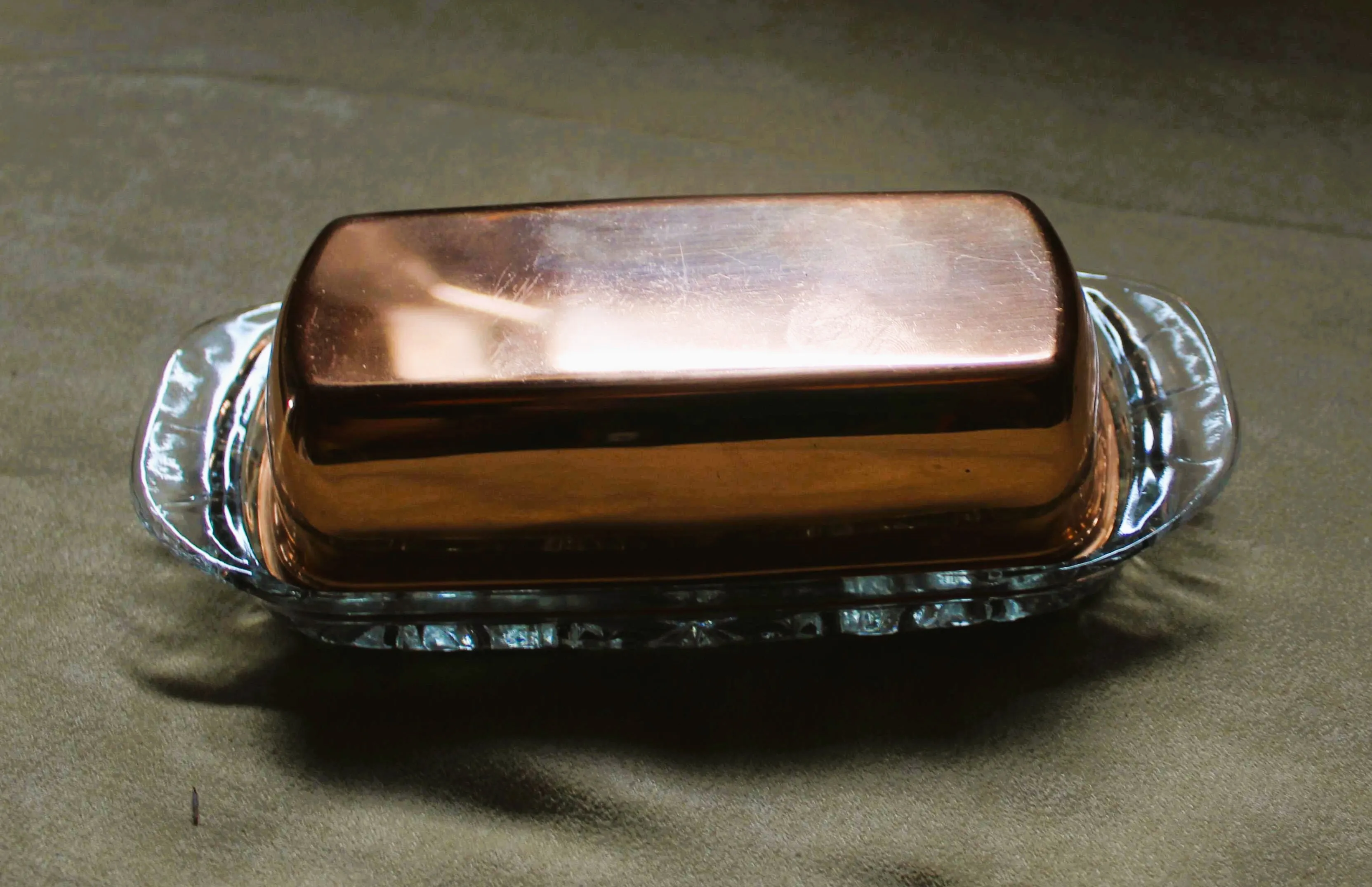 Crystal Butter Dish w/Copper Lid