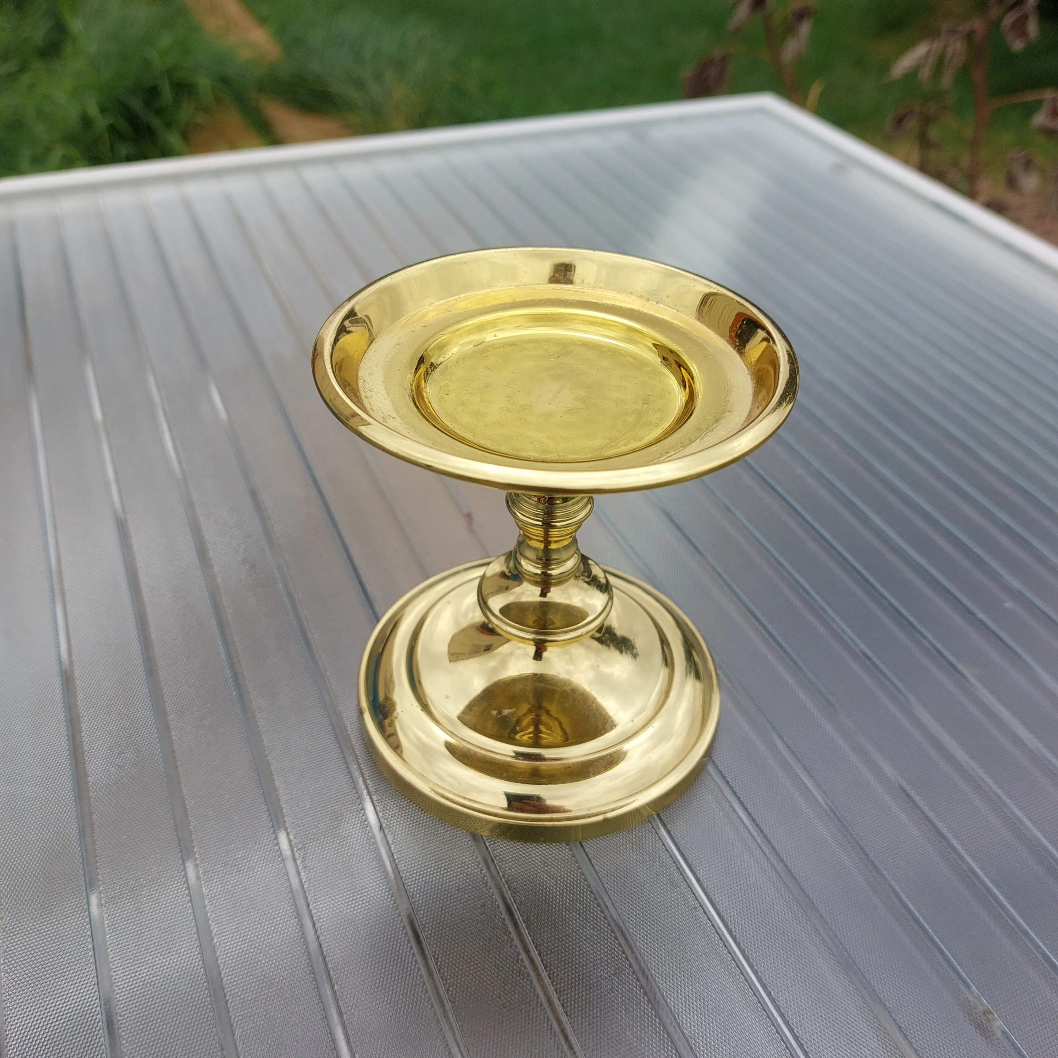 Short gold pillar candle holders