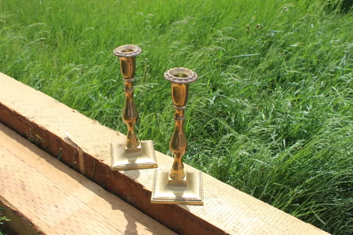 Brass Taper Candle Holder - Square Base