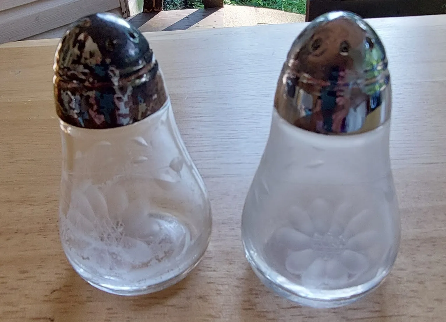Vintage Glass Salt and Pepper Shaker Set