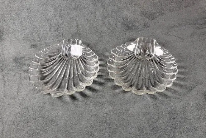 Vintage Glass Clamshell Shaped Dish