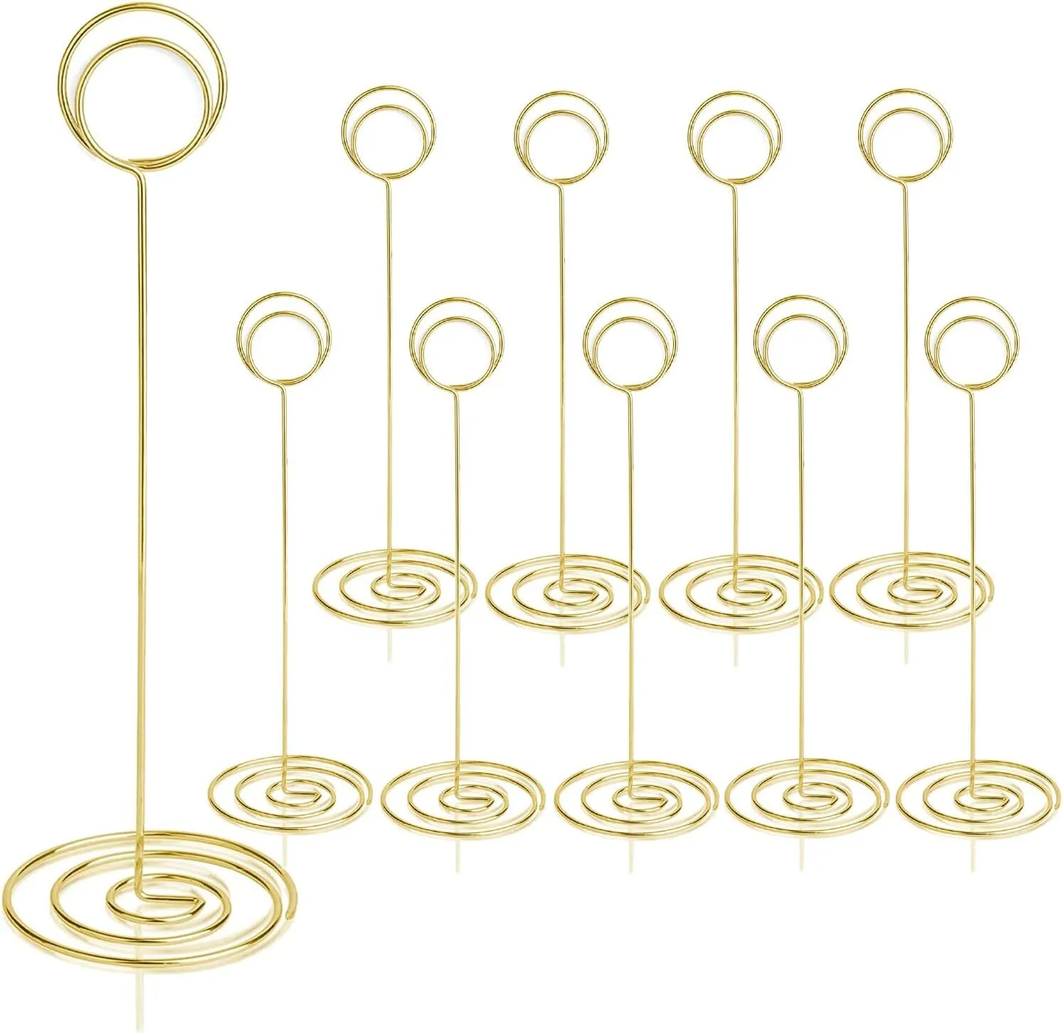 Set (10) Wire Table Number Holders - Gold - 8.75"