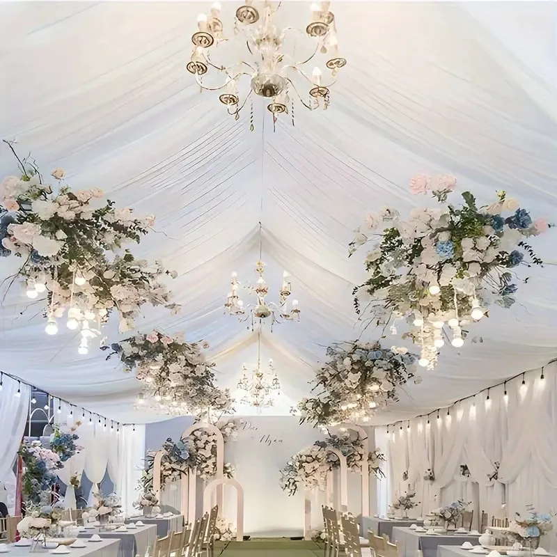 White Toile Drapery - please email us directly if you wish to rent this item