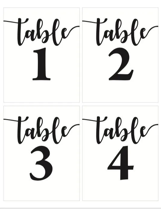 Table Numbers
