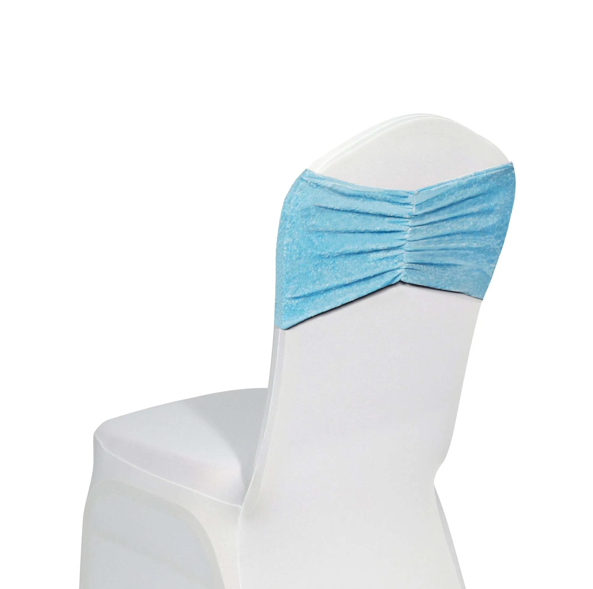 Velvet ruffle stretch chair band Dusty Turquoise