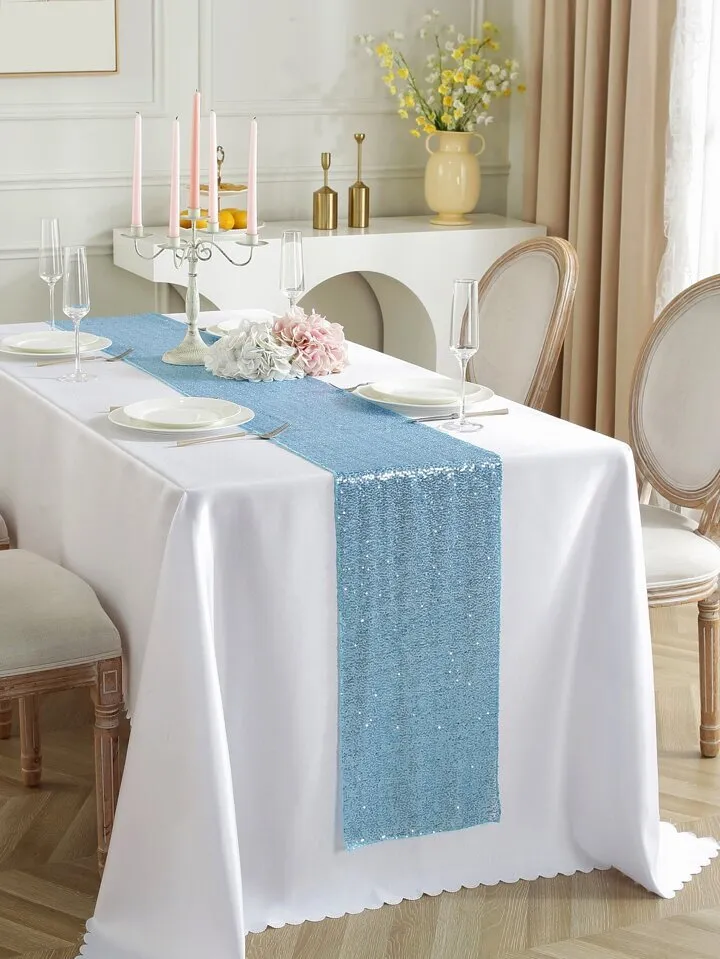 Blue sequin table  runner