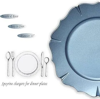 	 Metallic Silver Scroll Charger Plates, 13 in.