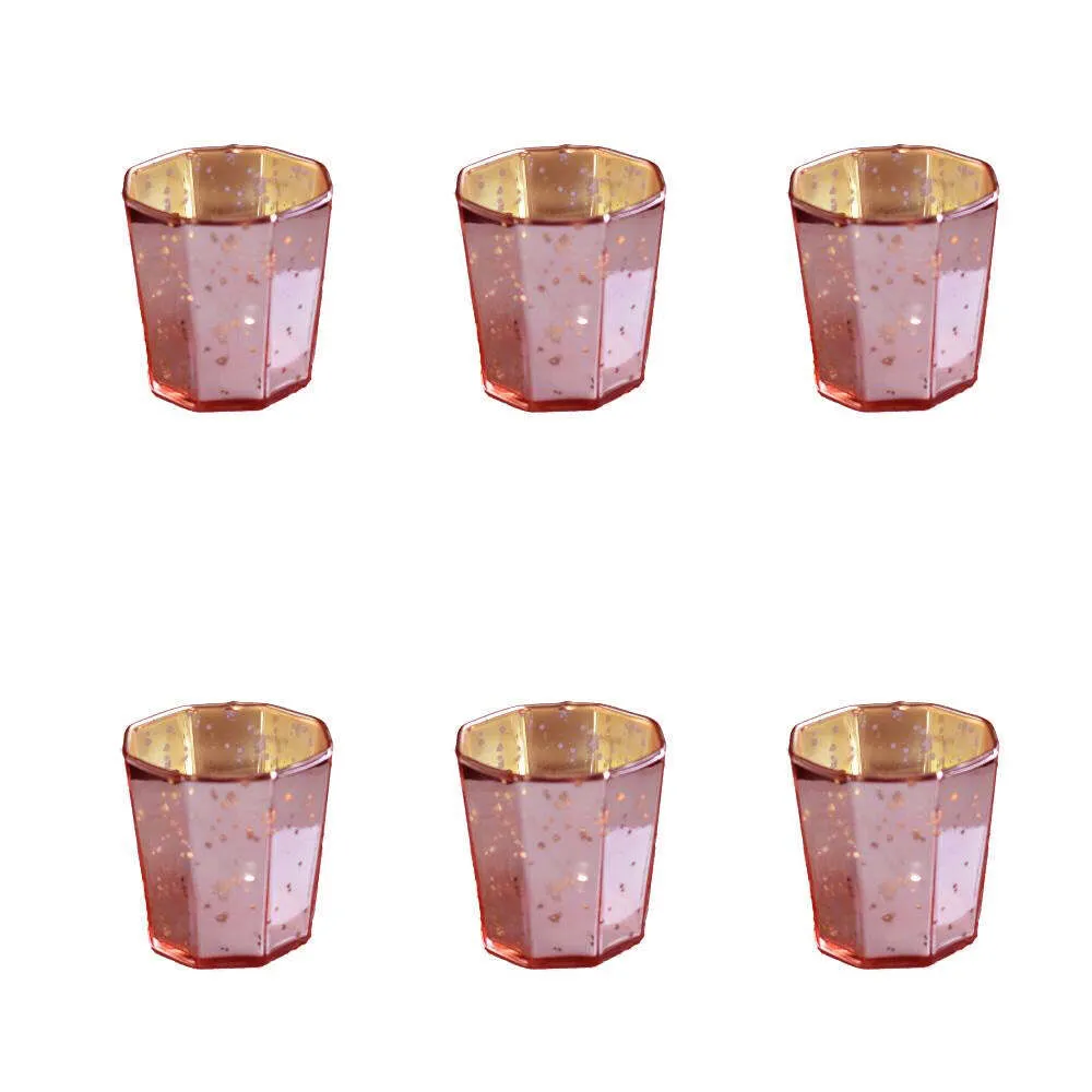 12 Mercury Glass Votive Cups Pink 