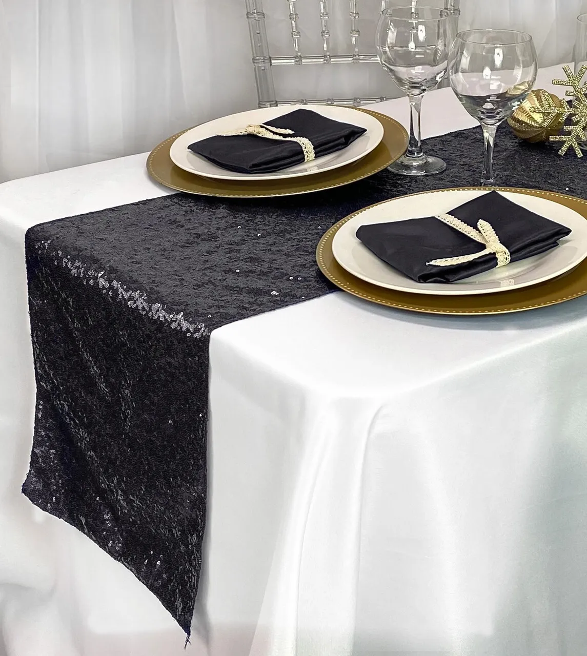 Black sequin table  runner